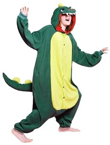 Bcozy Monster Onesie Adult Costume, Green/Yellow/Red, One Size