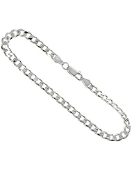 Sterling Silver Italian Curb Chain Necklaces & Bracelets 5.5mm Beveled Edges Nickel Free, sizes 7 - 30 inch