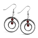 Sterling Silver Carnelian Circle of Life Inspirational Double Hoop Earrings