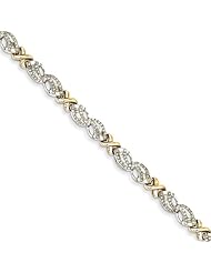 14k Two Tone Diamond X Bracelet, Best Quality Free Gift Box Satisfaction Guaranteed