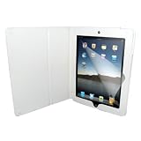 Premium Leather PU Folio Case with Built-in Stand & Screen Protector for iPad 2, White