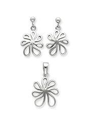 Sterling Silver Floral Earrings & Pendant Set