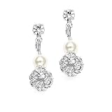 Mariell ~ Dainty Wedding Earrings with Pearl & Rhinestone Fireball