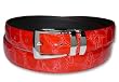 CROC Embossed FIRE RED Bonded Leather Belt Silver-Tone Buckle Regular