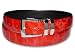 CROC Embossed FIRE RED Bonded Leather Belt Silver-Tone Buckle Regular