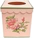 Vintage Style Tissue Holder ~ Tissue Box Cover ~ Tissue Box Holder ~ Kleenex Holder ~ Shabby Chic Pink Enamel with Antique French Rose.