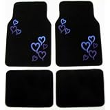 Blue Hearts Front and Rear Carpet Car Truck SUV Floor Mats