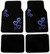 Blue Hearts Front & Rear Carpet Car Truck SUV Floor Mats