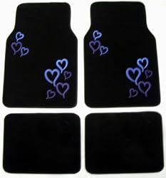 Blue Hearts Front & Rear Carpet Car Truck SUV Floor Mats
