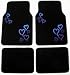 Blue Hearts Front & Rear Carpet Car Truck SUV Floor Mats
