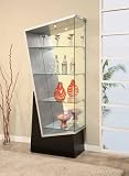 V235 Asymmetrical Curio Cabinet in Black/Silver