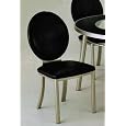 Set of 2 Dining Chairs in Black Bycast and Silver Finish
