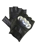 Leather Knuckle Protected Fingerless Gloves