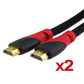 eForCity 2x 6ft HDMI M/M Male 24K Gold Plated Cable Cord FULL HD