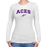 NCAA Evansville Purple Aces Ladies White Logo Arch Long Sleeve Slim Fit T-shirt