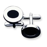 Sterling Silver Black Enameled Cuff Links