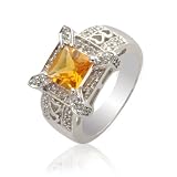 41nDm8At1IL. SL160  2.40cttw Natural White Diamond  & Citrine Ring in 14K White Gold.size 7