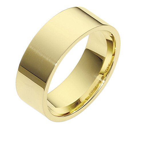 Mens 14K Yellow Gold, Flat Style 8MM Wedding Band (sz 4) : Feature Mens 14K Yellow Gold, Flat Style 8MM Wedding Band (sz 4) : Feature