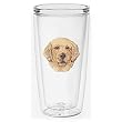 Golden Retriever 16 oz Insulated Beverage Tumbler, Clear