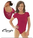 Capezio Short Sleeve Leotard with X Cross Straps for Girls