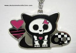 Skelanimals - Kit the cat Pink Hearts and Skull Necklace