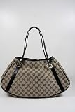41nDqhUDUwL. SL160  Gucci Handbags Beige GG Fabric and Black Leather 232963