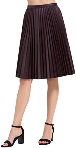 Sushi Kong Women's Faux Leather High-waisted Pleated Skirt