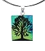 Sterling Silver Dichroic Glass Multi-Color Tree of Life Pattern Rectangular Pendant on Stainless Steel Wire, 18" Sterling Silver Dichroic Glass Multi-Color Tree of Life Pattern Rectangular Pendant on Stainless Steel Wire, 18"