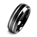 Bling Jewelry Mirror Finish Mens Silver & Black Tungsten Carbide Wedding Band Ring 8mm