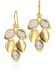 Alex Woo "Vida" Diamond and 14k Yellow Gold Leaf Earrings