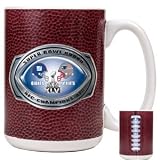 New York Giants vs New England Patriots Super Bowl XLVI Ceramic Pigskin Mug w/ Metal Logo