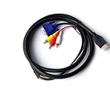 HDMI Male to VGA Male + 3 phono fono phono fono RCA Male Cable 3m 3 meterHDMI to VGA and 3 RCA Audio Video AV Adapter Cable 3m ,