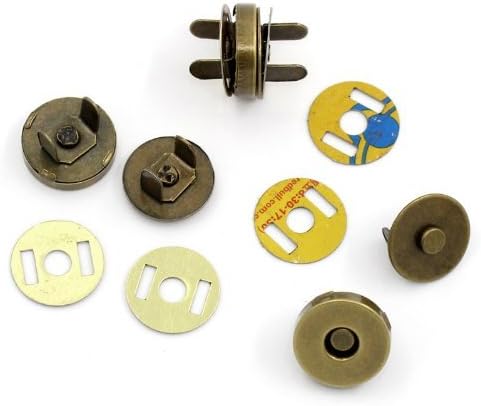 LEFV™ Magnetic Button Clasp Snaps Closure for Purses Bags Totes Handbag Clothes, Button Size 18mm, Antiqued Bronze, Pack of 6
