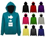 Womens Big Fish Little Fish Cardboard Box Funny Pullover Hoodie