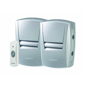 Friedland Evo D430EM Wire Free 50 m Silver Plug-in Door Chime Twin Pack and Bell Push