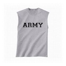 Athletic ARMY Sleeveless T-Shirt - Military Style Physical Training T-Shirt in gray