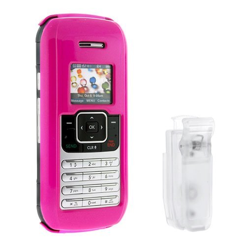 LG enV Vx-9900 Solid Hot Pink Snap On Crystal Cover Case with Removable Belt Clip