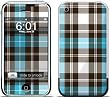 Turquoise Plaid Design Protective Skin Decal Cover Faceplate for Apple iPhone (2G)