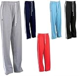 Produkt-Bild: Slazenger Unisex Jogginghose ohne B&uuml;ndchen am Bein in superweicher interlock Qualit&auml;t mit Kontraststreifen an der Seite in 5 Farben und den Gr&ouml;ssen S, M, L, XL und XXL