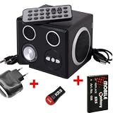 Soundbox SU05 mit Fernbedienung + USB Netzlader 220V + Zusatzaccu + KRS - Kartenleser Micro SD / Aktivlautsprecher / MP3 Player / für SD und USB