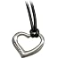 Marc O'Polo Collier (schwarz) aus gewachster Baumwolle mit Karabinerverschluß und einem Herzanhänger in 925/000 Sterling Silber, P4203045