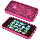 Hot Pink Butterfly Flex-Gel Case / Skin / Cover for Apple iPhone 4 / 4G