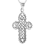 Unique Filigree Cross Pendant Necklace Sterling Silver