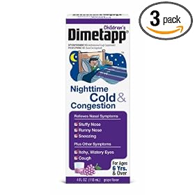 Click here to buy Dimetapp Nightime Cold and Cough Chest Congestion, 4-Ounce (Pack of 3) by Dimetapp.