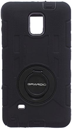 GRANDO 4 in 1 Full Protection Rugged Case + Belt Clip for Samsung Note 4 Black