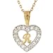 14K Gold Letter 'R' CZ Initial Heart Charm Pendant