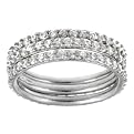 Sterling Silver Cubic Zirconia Stackable Eternity Ring Set - Silver ( 7" )