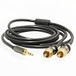 Mediabridge - 3.5mm Male To (2) RCA Stereo Audio Cable - (6 Feet) - Step Down Design accommodates iPhone, iTouch, SmartPhones & MP3 cases