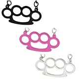 Big Black Brass Knuckles Necklace with Black Chain