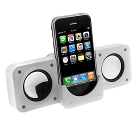 White Portable Folding Stereo Speaker For Apple iPod Touch Ithouch Classic, Video, iPhone 1G 3G, Sandisk Sansa Fuze, Creative Zen Vision:M, Vision W, V, V Plus, Micro, Stone, Microsoft Zune 30GB, 4GB, 8GB, 16GB, 80GB, 120GB, Sony Walkman
